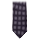 Fefè Napoli - White Pois Black Gentleman Silk Tie - Ties - Handmade in Italy - Luxury Exclusive Collection
