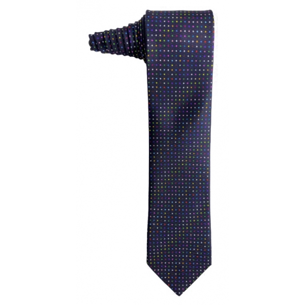 Fefè Napoli - Blue Multicolor Pois Gentleman Silk Tie - Ties - Handmade in Italy - Luxury Exclusive Collection