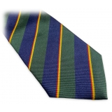 Fefè Napoli - Cravatta Seta Business Regimental Blu Verde - Cravatte - Handmade in Italy - Luxury Exclusive Collection
