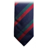 Fefè Napoli - Blue Red Regimental Business Silk Tie - Ties - Handmade in Italy - Luxury Exclusive Collection