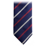 Fefè Napoli - Blue Grey Regimental Business Silk Tie - Ties - Handmade in Italy - Luxury Exclusive Collection