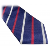 Fefè Napoli - Cravatta Seta Business Regimental Blu Grigio - Cravatte - Handmade in Italy - Luxury Exclusive Collection