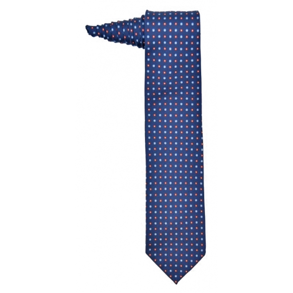 Fefè Napoli - Cravatta Seta Settepieghe Sfoderata Blu Navy - Cravatte - Handmade in Italy - Luxury Exclusive Collection