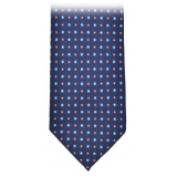 Fefè Napoli - Blue Navy 7 Folds Gentleman Silk Unlined Tie - Ties - Handmade in Italy - Luxury Exclusive Collection
