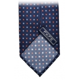 Fefè Napoli - Cravatta Seta Settepieghe Sfoderata Blu Navy - Cravatte - Handmade in Italy - Luxury Exclusive Collection