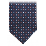 Fefè Napoli - Dark Blue 7 Folds Gentleman Silk Unlined Tie - Ties - Handmade in Italy - Luxury Exclusive Collection