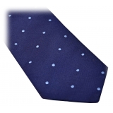 Fefè Napoli - Light-Blue Pois Business Silk Jacquard Tie - Ties - Handmade in Italy - Luxury Exclusive Collection