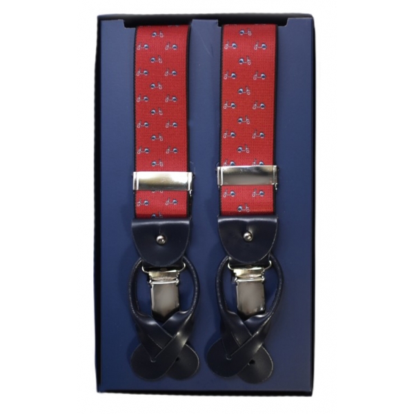 Fefè Napoli - Red Special Dandy Suspenders - Braces - Handmade in Italy - Luxury Exclusive Collection