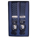 Fefè Napoli - Blue Stars Dandy Suspenders - Braces - Handmade in Italy - Luxury Exclusive Collection