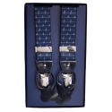 Fefè Napoli - Blue Electro Dandy Suspenders - Braces - Handmade in Italy - Luxury Exclusive Collection