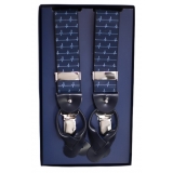 Fefè Napoli - Blue Electro Dandy Suspenders - Braces - Handmade in Italy - Luxury Exclusive Collection
