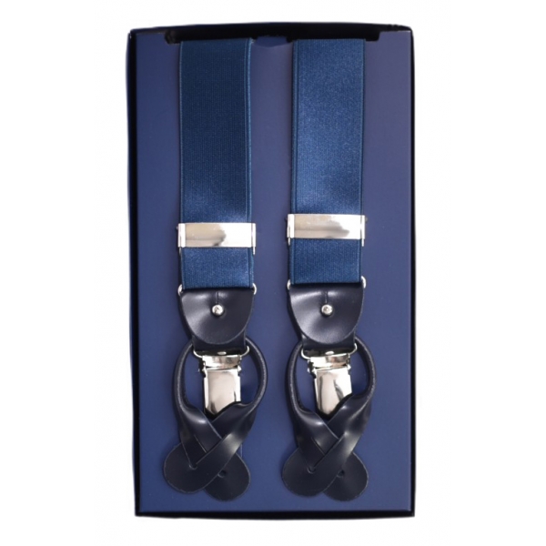 Fefè Napoli - Bretelle Raso Gentleman Blu - Bretelle - Handmade in Italy - Luxury Exclusive Collection
