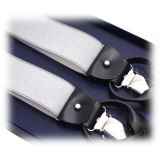 Fefè Napoli - Grey Satin Gentleman Suspenders - Braces - Handmade in Italy - Luxury Exclusive Collection