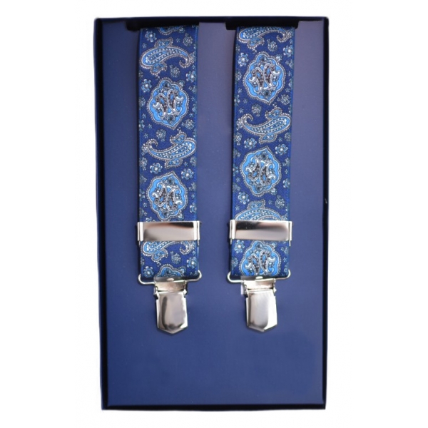 Fefè Napoli - Bretelle Cash Gentleman Blu Royal - Bretelle - Handmade in Italy - Luxury Exclusive Collection