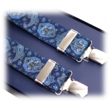 Fefè Napoli - Blue Royal Cash Gentleman Suspenders - Braces - Handmade in Italy - Luxury Exclusive Collection
