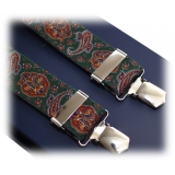 Fefè Napoli - Green Cash Gentleman Suspenders - Braces - Handmade in Italy - Luxury Exclusive Collection