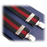 Fefè Napoli - Green Red Stripes Gentleman Suspenders - Braces - Handmade in Italy - Luxury Exclusive Collection