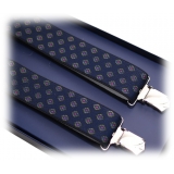Fefè Napoli - Blue Rhombhus Gentleman Suspenders - Braces - Handmade in Italy - Luxury Exclusive Collection