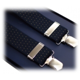 Fefè Napoli - Blue Yellow Pois Gentleman Suspenders - Braces - Handmade in Italy - Luxury Exclusive Collection