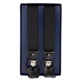 Fefè Napoli - Black Pois Gentleman Suspenders - Braces - Handmade in Italy - Luxury Exclusive Collection