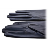 Fefè Napoli - Men's Dark Blue Leather Gloves - Gloves - Handmade in Italy - Luxury Exclusive Collection