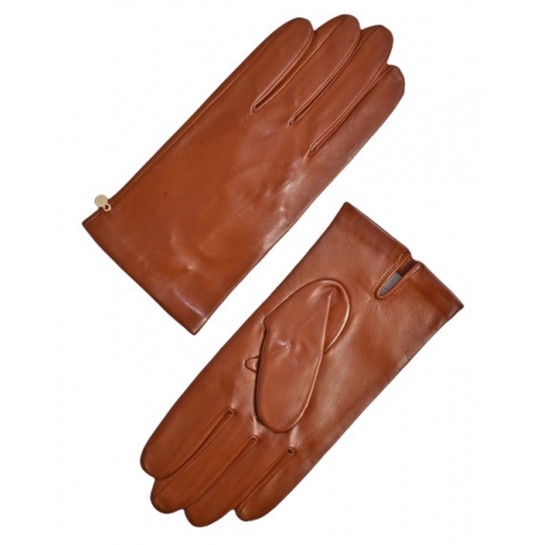 Fefè Napoli - Men's Tobacco Leather Gloves - Gloves - Handmade in Italy - Luxury Exclusive Collection