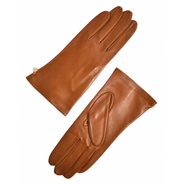 Fefè Napoli - Tobacco Leather Woman Gloves - Gloves - Handmade in Italy - Luxury Exclusive Collection