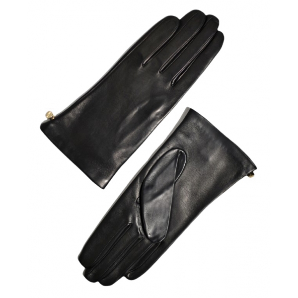 Fef Napoli Black Leather Woman Gloves Gloves Handmade In Italy   Fefe Napoli Black Leather Woman Gloves Gloves Handmade In Italy Luxury Exclusive Collection 