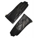 Fefè Napoli - Black Leather Woman Gloves - Gloves - Handmade in Italy - Luxury Exclusive Collection