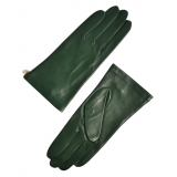 Fefè Napoli - Olive Green Leather Woman Gloves - Gloves - Handmade in Italy - Luxury Exclusive Collection