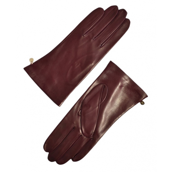 Fefè Napoli - Wine Leather Woman Gloves - Gloves - Handmade in Italy - Luxury Exclusive Collection
