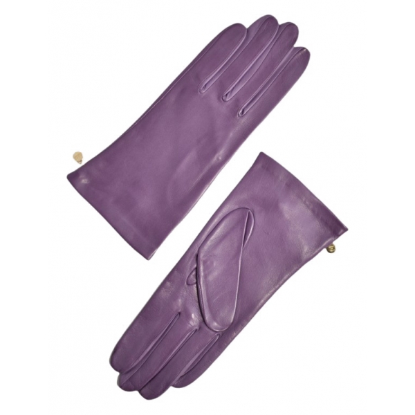Fefè Napoli - Violet Leather Woman Gloves - Gloves - Handmade in Italy - Luxury Exclusive Collection