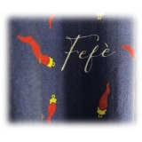 Fefè Napoli - Blue Lucky Horn Scaramantia Wool Scarf - Scarves and Foulards - Handmade in Italy - Luxury Exclusive Collection