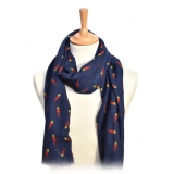 Fefè Napoli - Blue Lucky Horn Scaramantia Wool Scarf - Scarves and Foulards - Handmade in Italy - Luxury Exclusive Collection