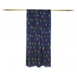 Fefè Napoli - Blue Ace of Sticks Scaramantia Wool Scarf - Scarves and Foulards - Handmade in Italy - Luxury Exclusive Collection