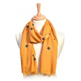 Fefè Napoli - Yellow Quatre-foil Scaramantia Wool Scarf - Scarves and Foulards - Handmade in Italy - Luxury Exclusive Collection