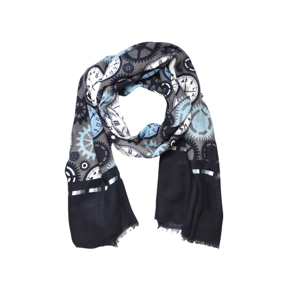 Fefè Napoli - Grey Gears Dandy Wool Scarf - Scarves and Foulards - Handmade  in Italy - Luxury Exclusive Collection