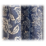 Fefè Napoli - Light-Blue Flowers Wool Dandy Scarf - Scarves and Foulards - Handmade in Italy - Luxury Exclusive Collection