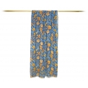 Fefè Napoli - Sciarpa Dandy Lana Fiori Blu Giallo - Sciarpe e Foulard - Handmade in Italy - Luxury Exclusive Collection