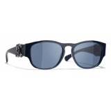 Chanel - Occhiali da Sole Quadrati - Blu Argento - Chanel Eyewear