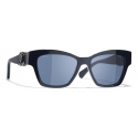 Chanel - Cat Eye Sunglasses - Blue Silver - Chanel Eyewear