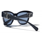 Chanel - Occhiali da Sole Cat Eye - Blu Argento - Chanel Eyewear
