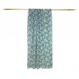 Fefè Napoli - Blue Flowers Wool Dandy Scarf - Scarves and Foulards - Handmade in Italy - Luxury Exclusive Collection