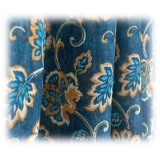 Fefè Napoli - Blue Flowers Wool Dandy Scarf - Scarves and Foulards - Handmade in Italy - Luxury Exclusive Collection