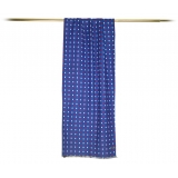 Fefè Napoli - Blue Pois Double Dandy Silk Scarf - Scarves and Foulards - Handmade in Italy - Luxury Exclusive Collection