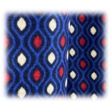 Fefè Napoli - Blue Pois Double Dandy Silk Scarf - Scarves and Foulards - Handmade in Italy - Luxury Exclusive Collection