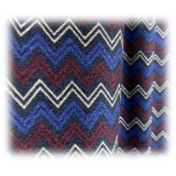 Fefè Napoli - Sciarpa Double Dandy Seta Zig-Zag Blu - Sciarpe e Foulard - Handmade in Italy - Luxury Exclusive Collection