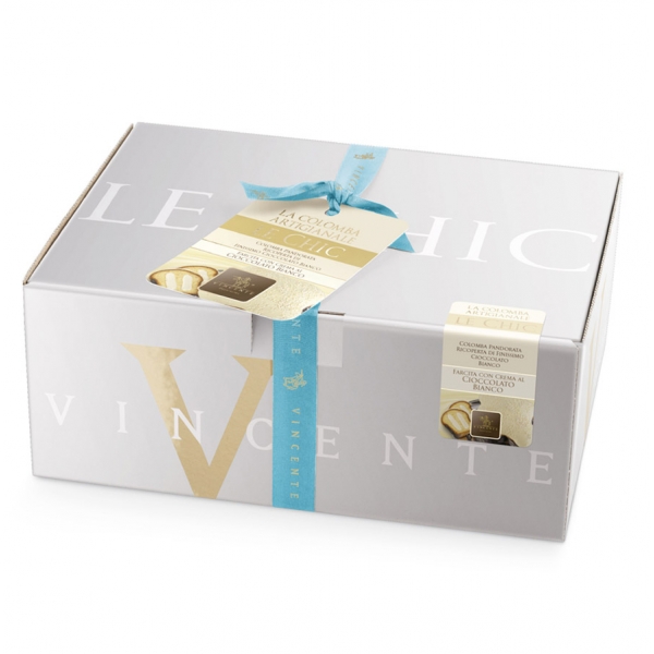 Vincente Delicacies - Colomba Artigianale - Finissimo Cioccolato Bianco con Crema al Cioccolato Bianco - Le Chic - Pacco Regalo