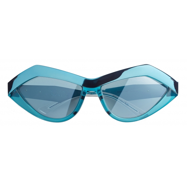 Bottega Veneta - Occhiali da Sole Cat-Eye in Metallo e Acetato - Azzurro - Occhiali da Sole - Bottega Veneta Eyewear