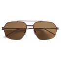 Bottega Veneta - Metal Half-Rim Aviator Sunglasses - Brown - Sunglasses - Bottega Veneta Eyewear